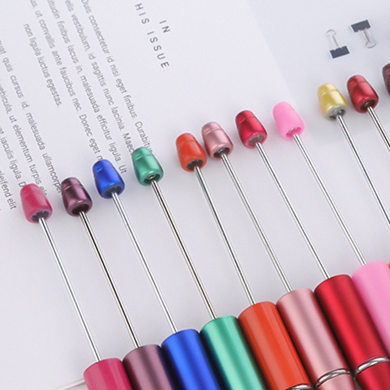 New Design DIY Plastic Ballpoint Pen Gift For Kids UV Color Personalized Ball Beaded Pens Signature Pen 1010
