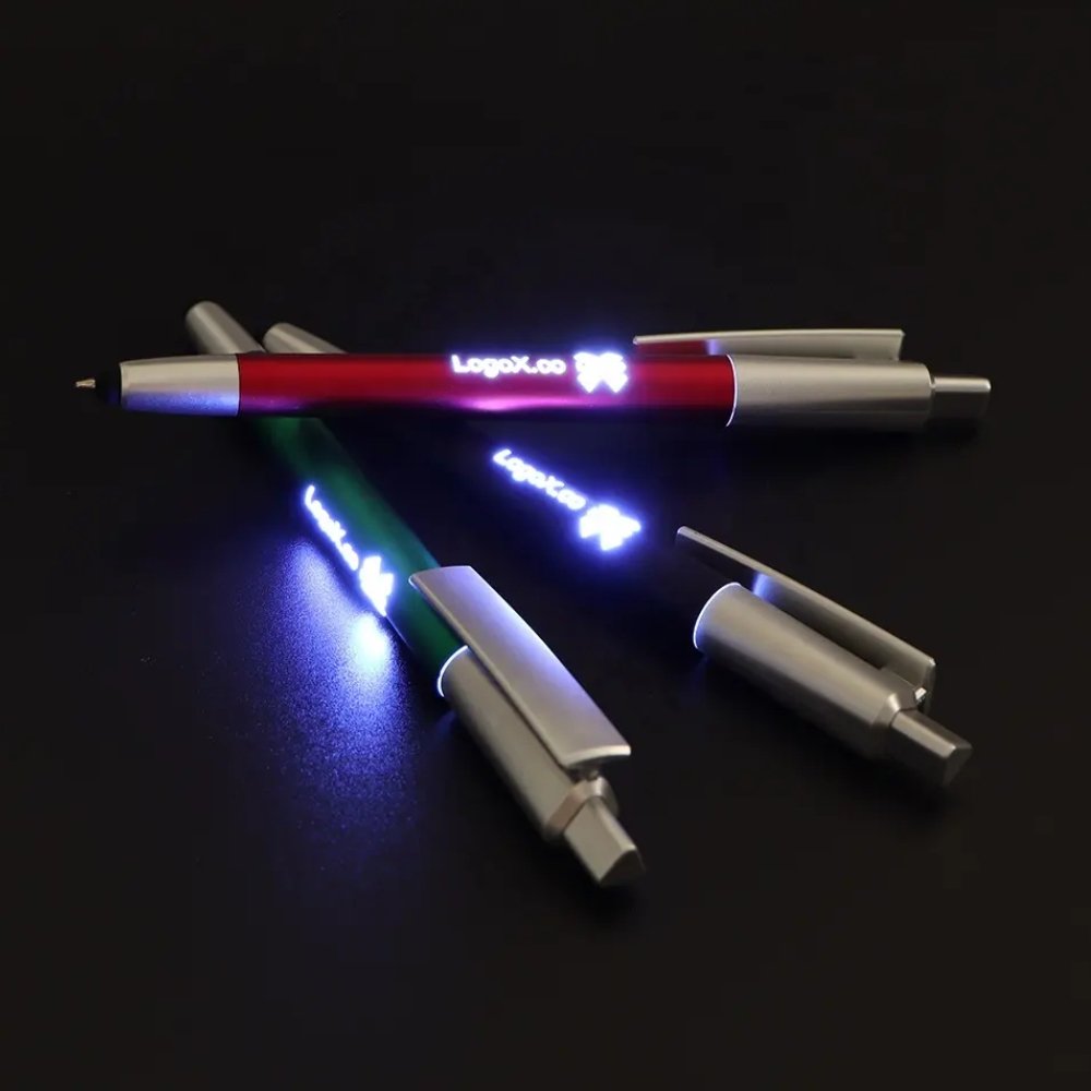 High Quality Promotional 3 in 1 Stylus Ballpoint Pen Custom Laser Logo LED Light Stylus Ballpoint Pen for Gift