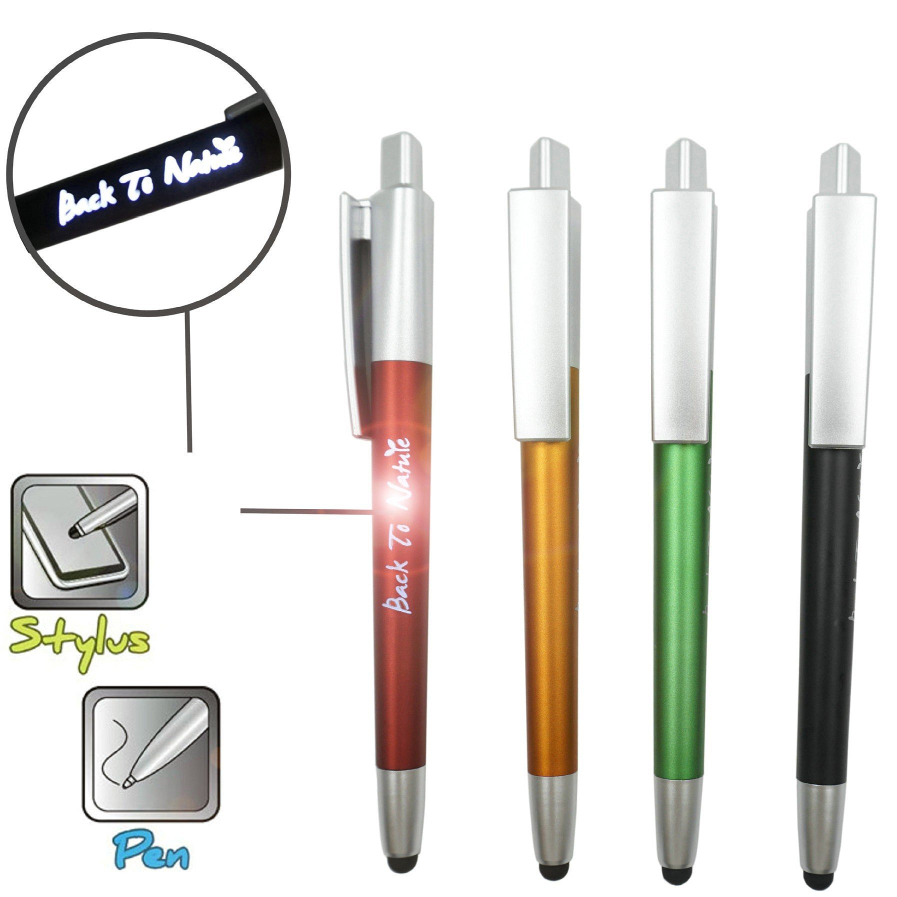 High Quality Promotional 3 in 1 Stylus Ballpoint Pen Custom Laser Logo LED Light Stylus Ballpoint Pen for Gift