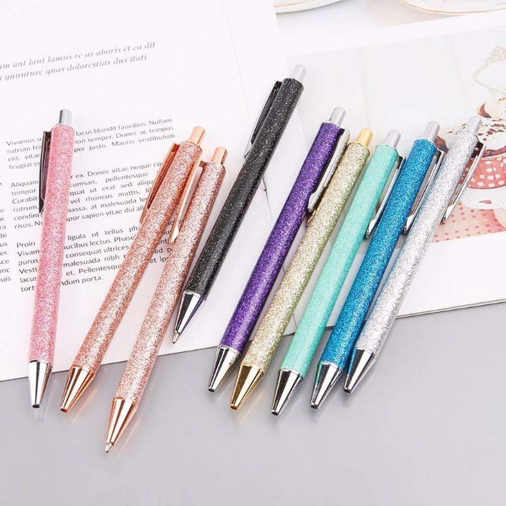 personalised Glitter Metal Retractable Ballpoint Pen Bling Rose Gold Click Ballpoint Pens