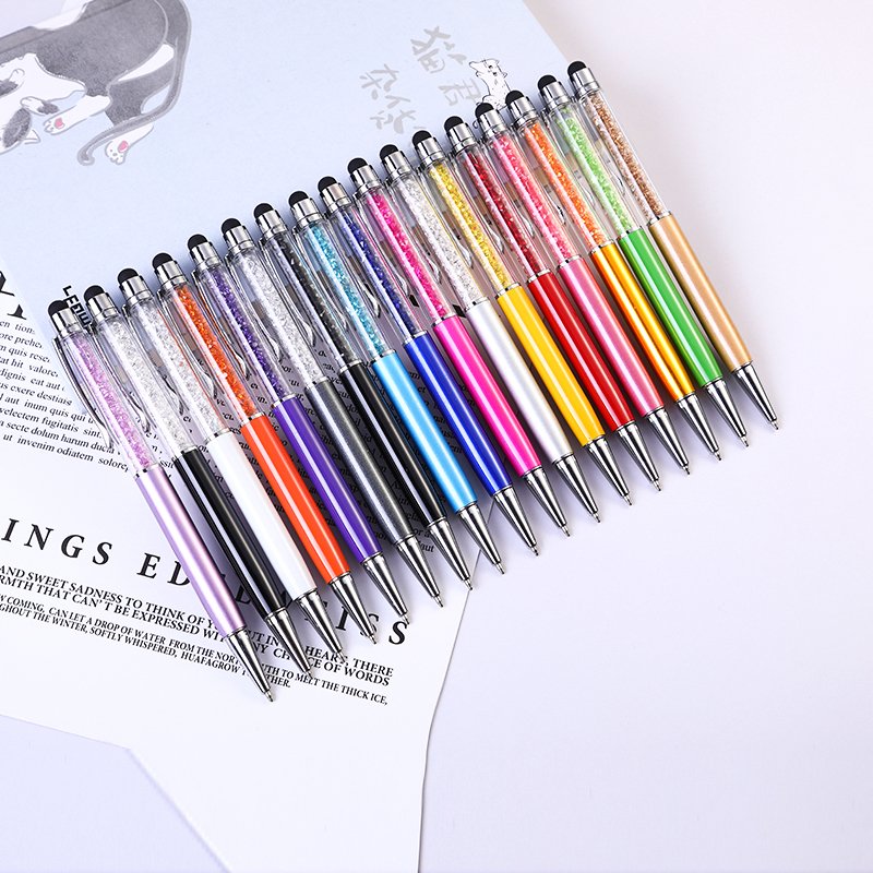Promotional Cheap Custom Logo Multi Color Crystal Metal Ballpoint Pen Touch Pen Wedding Gift Stylus Pen With Crystal
