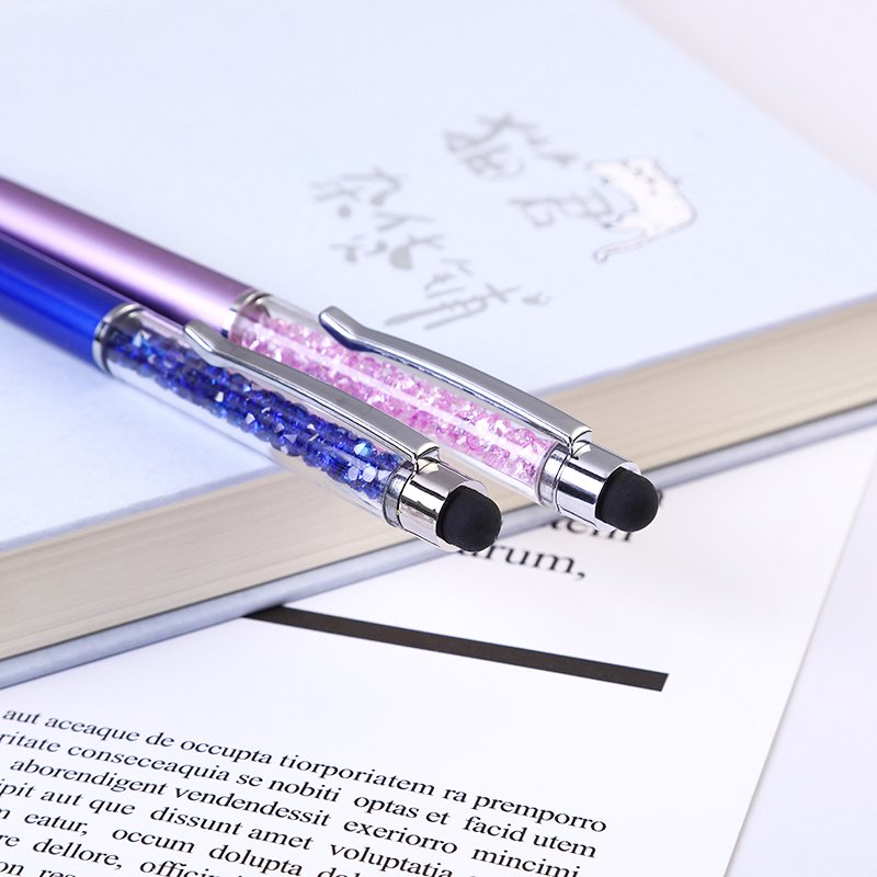 Promotional Cheap Custom Logo Multi Color Crystal Metal Ballpoint Pen Touch Pen Wedding Gift Stylus Pen With Crystal