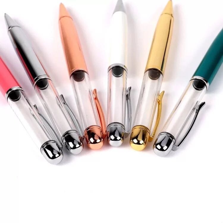 Big Fat Barrel Empty Pen Rose Gold Electroplated 3D Chubby Liquid Glitter Floating Pens DIY Blank Huge Tube Oil Ink Pen