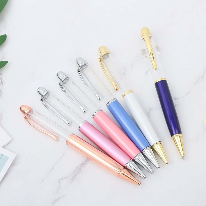 Big Fat Barrel Empty Pen Rose Gold Electroplated 3D Chubby Liquid Glitter Floating Pens DIY Blank Huge Tube Oil Ink Pen