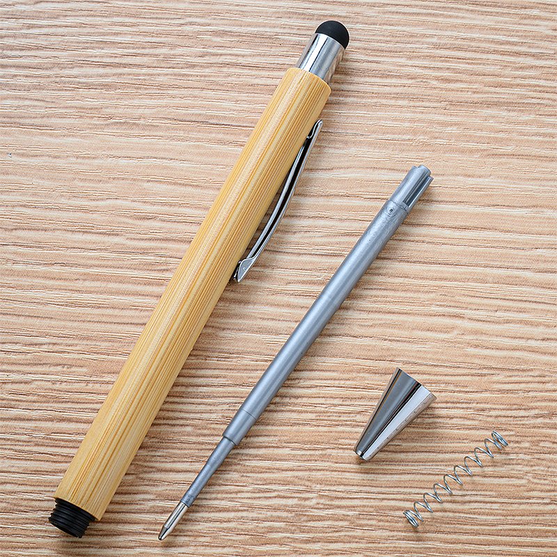 Wholesale Wood Bamboo Pen Promotional Gifts Customized Logo Bamboo Ball Pen With Stylus For Hotel Students Advertising