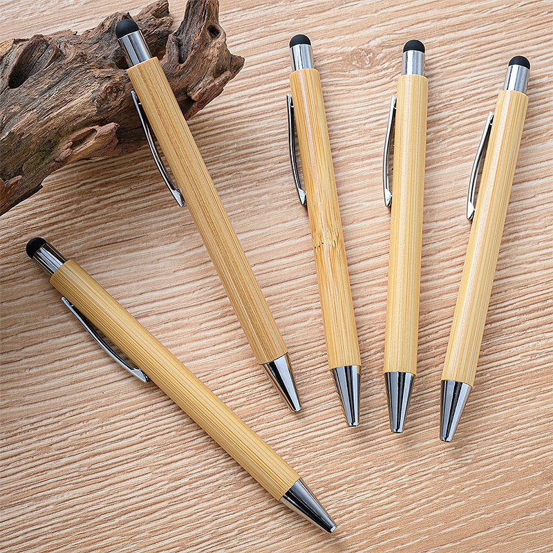 Wholesale Wood Bamboo Pen Promotional Gifts Customized Logo Bamboo Ball Pen With Stylus For Hotel Students Advertising