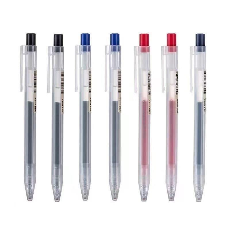 Wholesale Mu Ji Knock Type Pen High Quality School Supply Gel Ink 0.5mm MUJIs Style Gel Pen Black Blue Red Ballpoint Pen