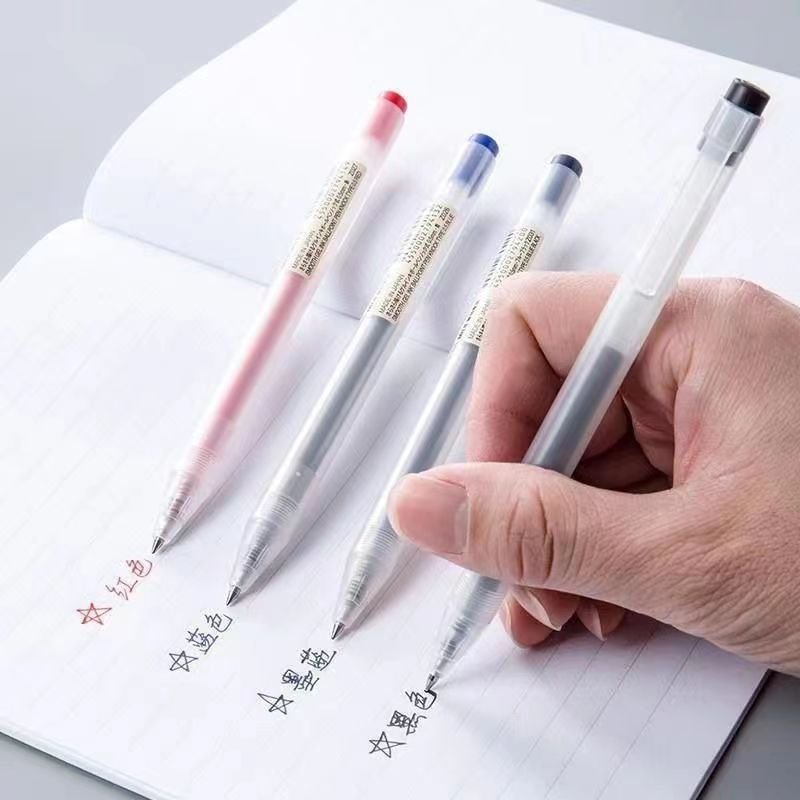 Wholesale Mu Ji Knock Type Pen High Quality School Supply Gel Ink 0.5mm MUJIs Style Gel Pen Black Blue Red Ballpoint Pen