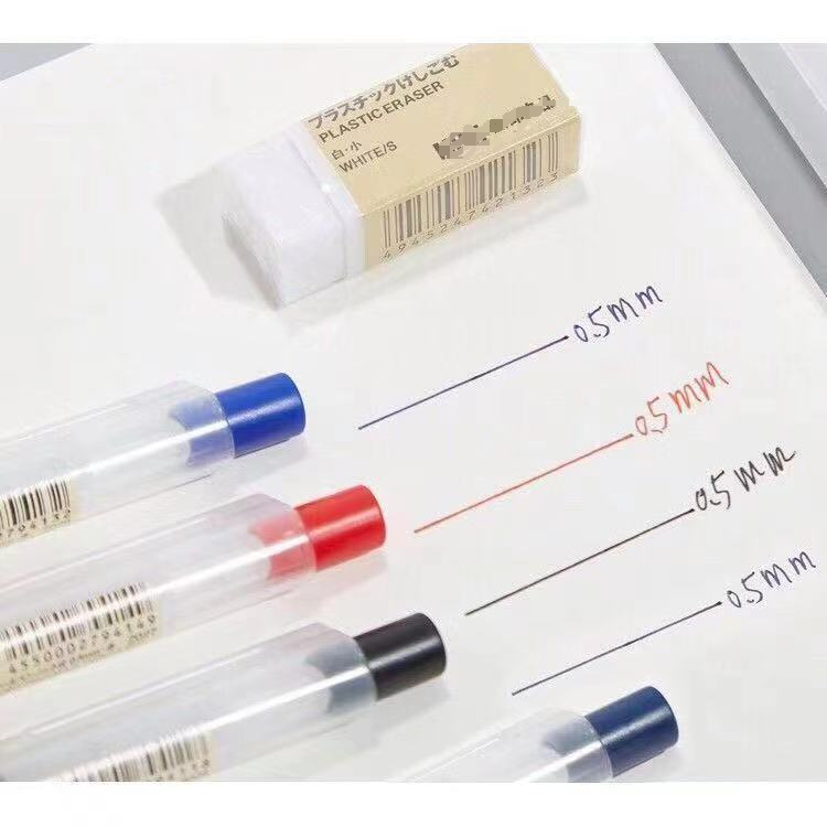 Wholesale Mu Ji Knock Type Pen High Quality School Supply Gel Ink 0.5mm MUJIs Style Gel Pen Black Blue Red Ballpoint Pen