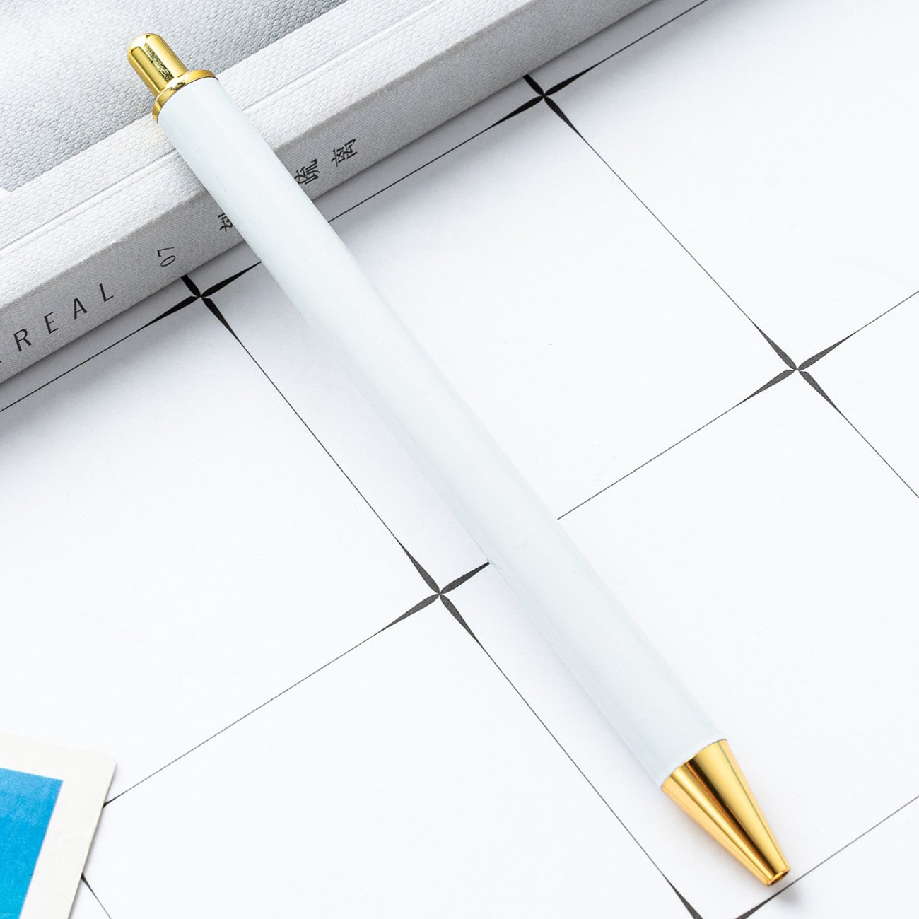 Sublimation Blank holographic white ballpoint pen 14.1 x 1cm pens to sublimate