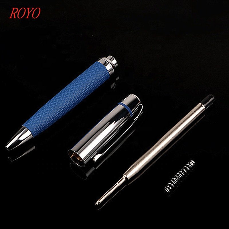 Classic Design Metal Pen With Pu Leather Twist Ballpoint Pen With Leather Rubber Ball Pen