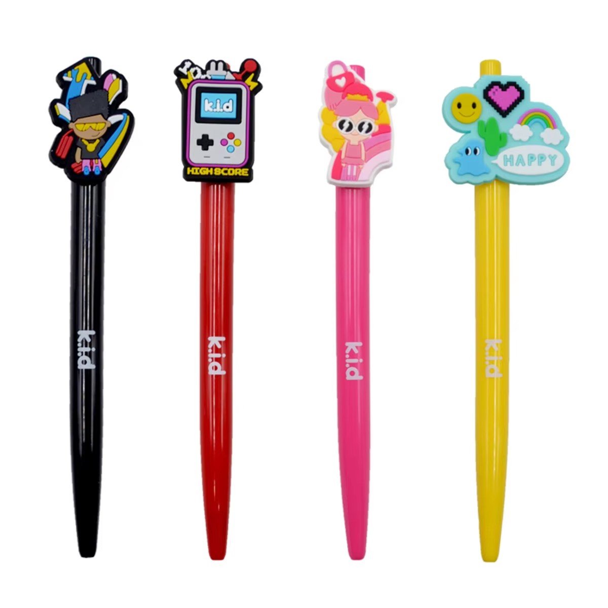 Customized Retractable Pen With PVC Rubber Clip,Promotional Ball Point Pen With Customized Shape Clip
