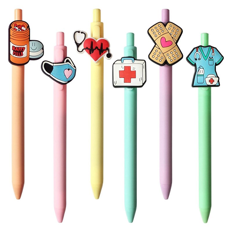 Customized Retractable Pen With PVC Rubber Clip,Promotional Ball Point Pen With Customized Shape Clip