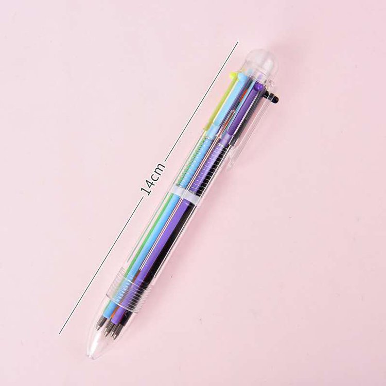 New Arrival Novelty Multicolor Ballpoint Color Pen Multifunction 6 In1 Colorful Stationery Creative School Supplies