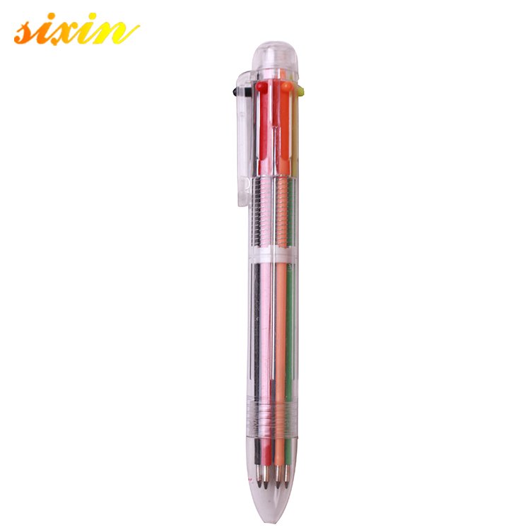New Arrival Novelty Multicolor Ballpoint Color Pen Multifunction 6 In1 Colorful Stationery Creative School Supplies