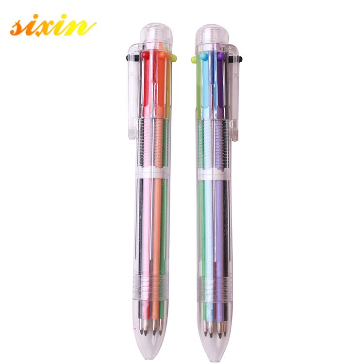 New Arrival Novelty Multicolor Ballpoint Color Pen Multifunction 6 In1 Colorful Stationery Creative School Supplies
