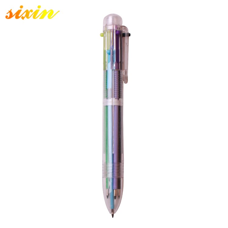 New Arrival Novelty Multicolor Ballpoint Color Pen Multifunction 6 In1 Colorful Stationery Creative School Supplies