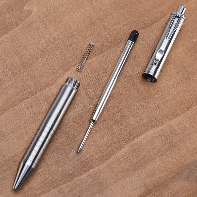 Self Defence Tactical Pen Personalized Concave-convex Clip Carved Tungsten Bolt Gun Action Titanium Pen with Engrave Logo