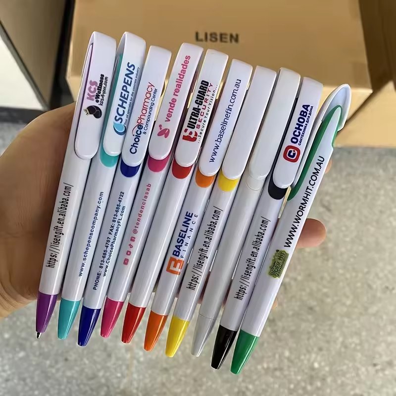 new Custom Branded Sublimation Promotional Plastic Pens Printed in White Full Color Logo for Education Ballpoint Pen