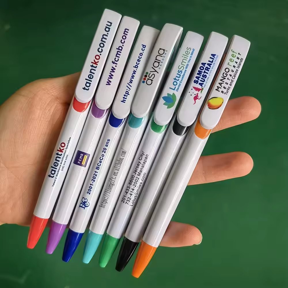 new Custom Branded Sublimation Promotional Plastic Pens Printed in White Full Color Logo for Education Ballpoint Pen