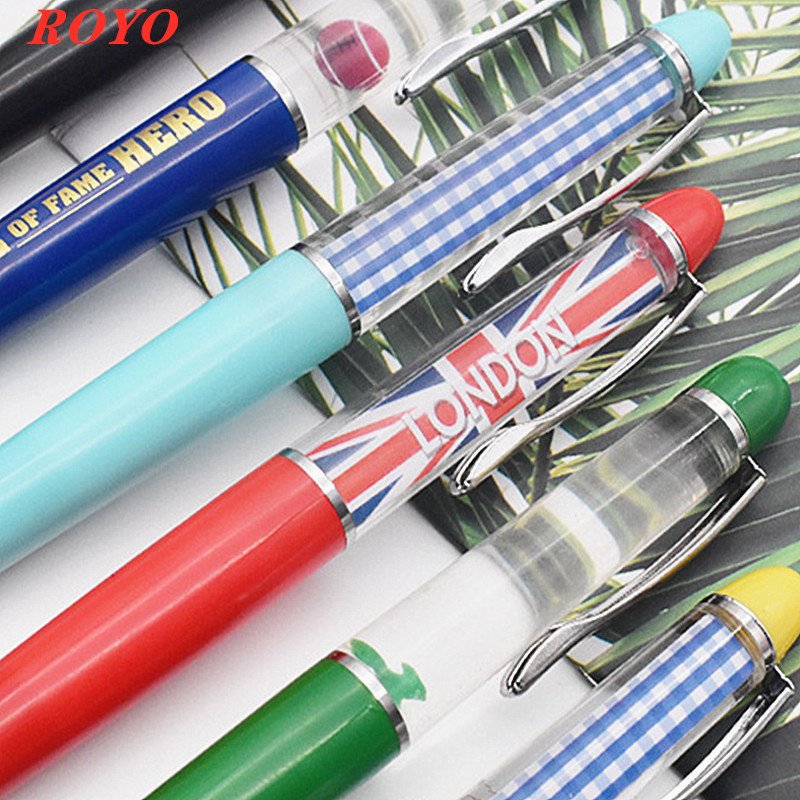 Hot selling manufacture 2D 3D diy Promotional Advertising floating ballpoint pen with custom logo liquid ball pen