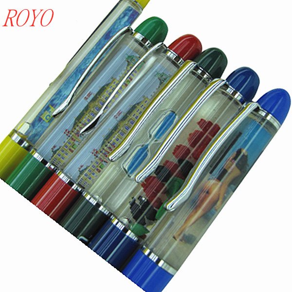 Hot selling manufacture 2D 3D diy Promotional Advertising floating ballpoint pen with custom logo liquid ball pen
