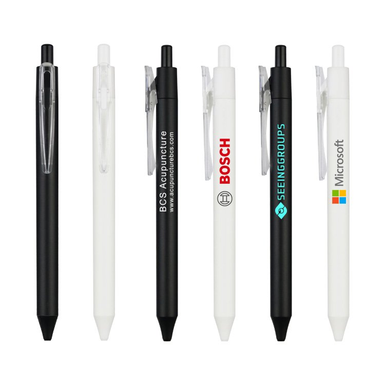 High Quality Low Price Promotional Plastic Ballpoint Pens 1mm Fine Black Ink Writing Pens With Custom Logo