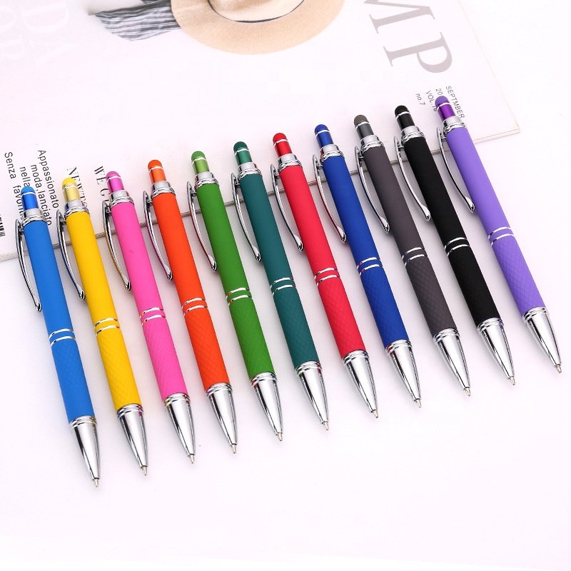 Promotional Advertising Ballpoint Pen 2 in 1 Luxury Metal Click Ball Pen Soft Touch Screen Stylus Business Metal Pen with Logo