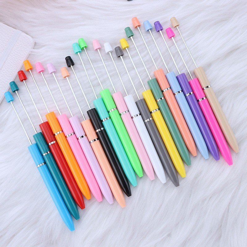 2024 new design multi color slim plastic beaded DIY pen Beadable Pen Charms Beaded Gift Ballpoint Pens For Focal Beads