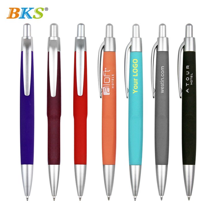 Custom logo gift plastic ball pens promotion design plastic neon color ballpoint pen for office & school