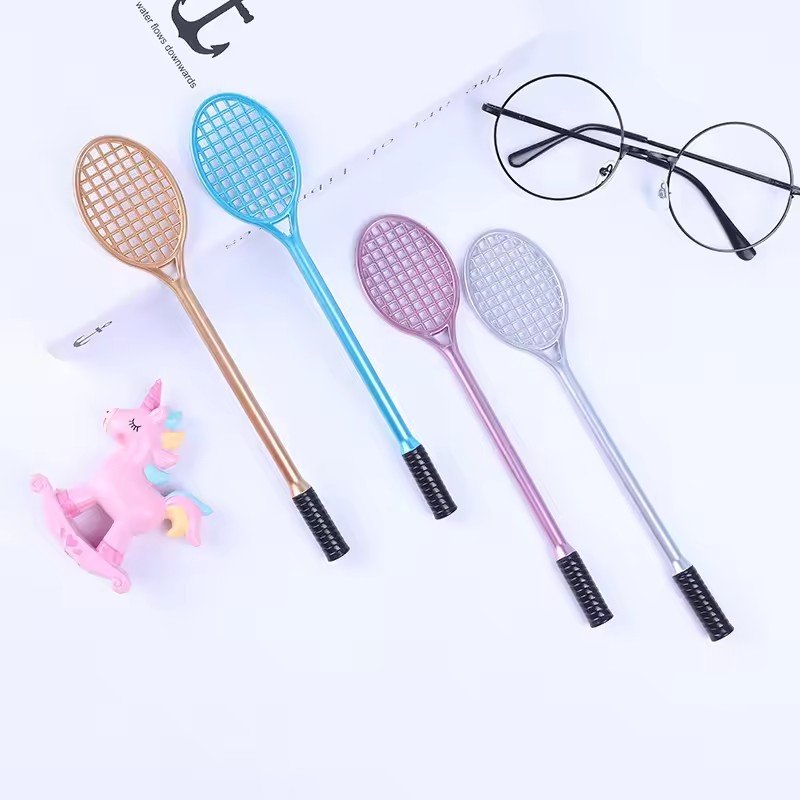 Creative Cute Tennis Racket Plastic Pen 1.0mm Writing School Children Stationery Promotion Gift Custom Pen