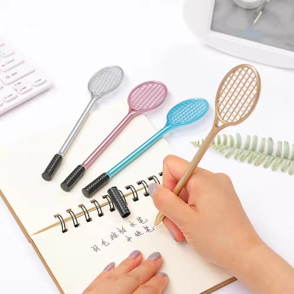 Creative Cute Tennis Racket Plastic Pen 1.0mm Writing School Children Stationery Promotion Gift Custom Pen