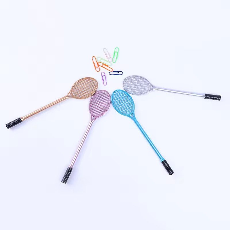 Creative Cute Tennis Racket Plastic Pen 1.0mm Writing School Children Stationery Promotion Gift Custom Pen