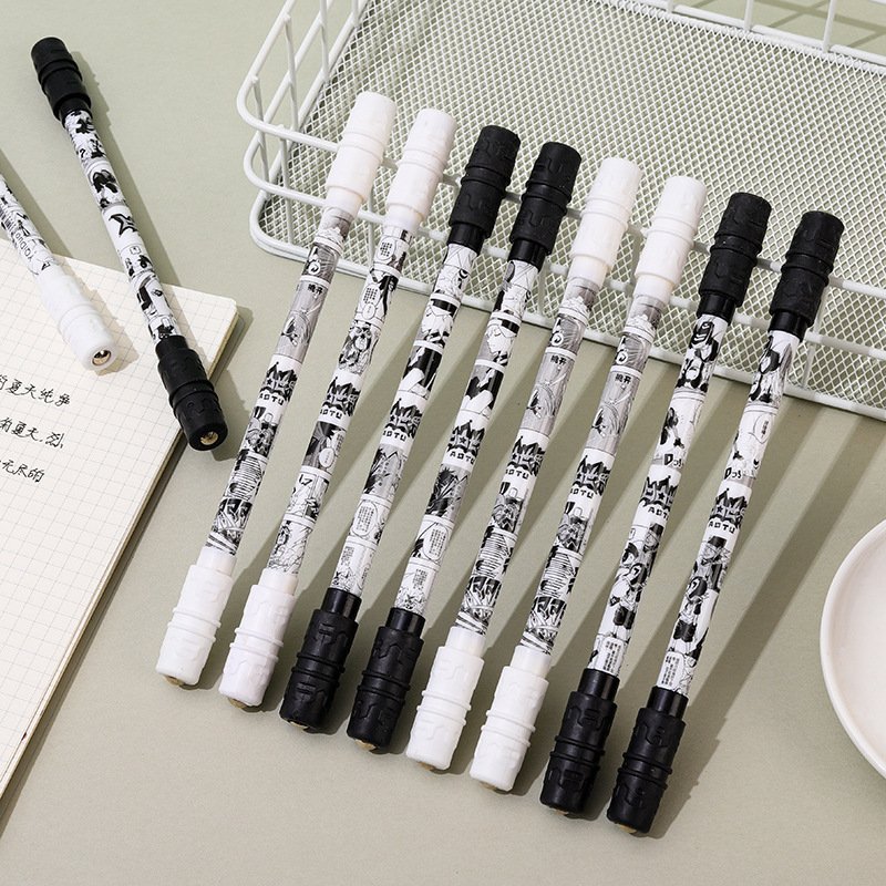 Full print Creative Decompress Fidget Toy Students Black Spinning Spinner Rotating Gel Ballpoint Pen spinning mod
