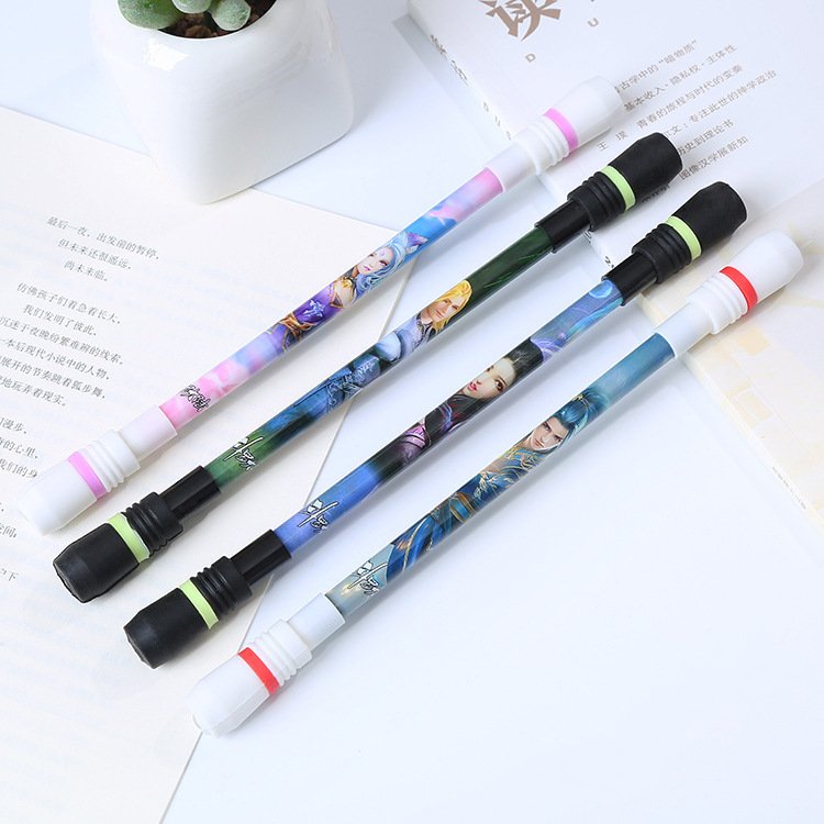 Full print Creative Decompress Fidget Toy Students Black Spinning Spinner Rotating Gel Ballpoint Pen spinning mod
