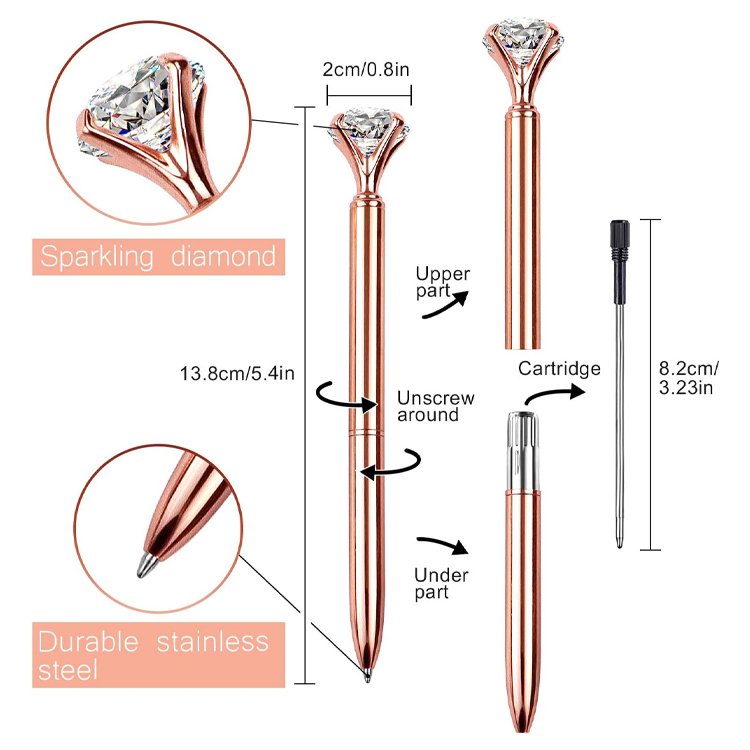 Wholesale Customized Color Diamond Pens Fun Fancy Crystal Diamond Top Ballpoint Pen