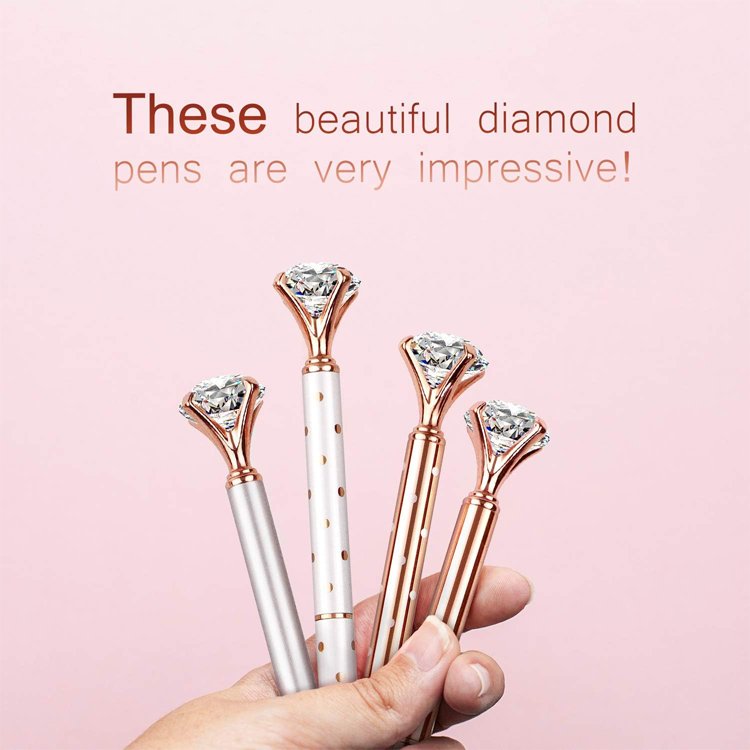 Wholesale Customized Color Diamond Pens Fun Fancy Crystal Diamond Top Ballpoint Pen