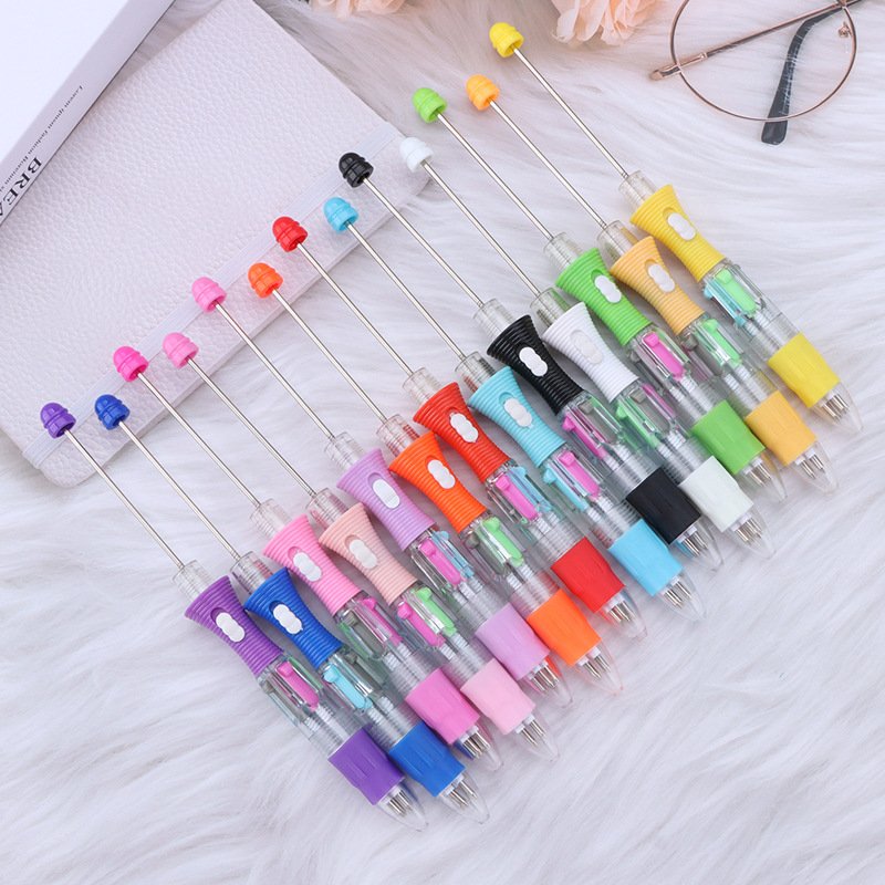 4 In 1 Multi Diy Creative Four Colors Beaded Light Pen Visible Ballpoint Pens Four Ink Colors Beadable Pen