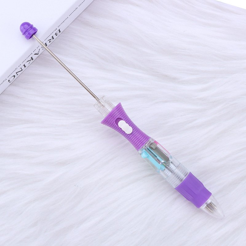 4 In 1 Multi Diy Creative Four Colors Beaded Light Pen Visible Ballpoint Pens Four Ink Colors Beadable Pen