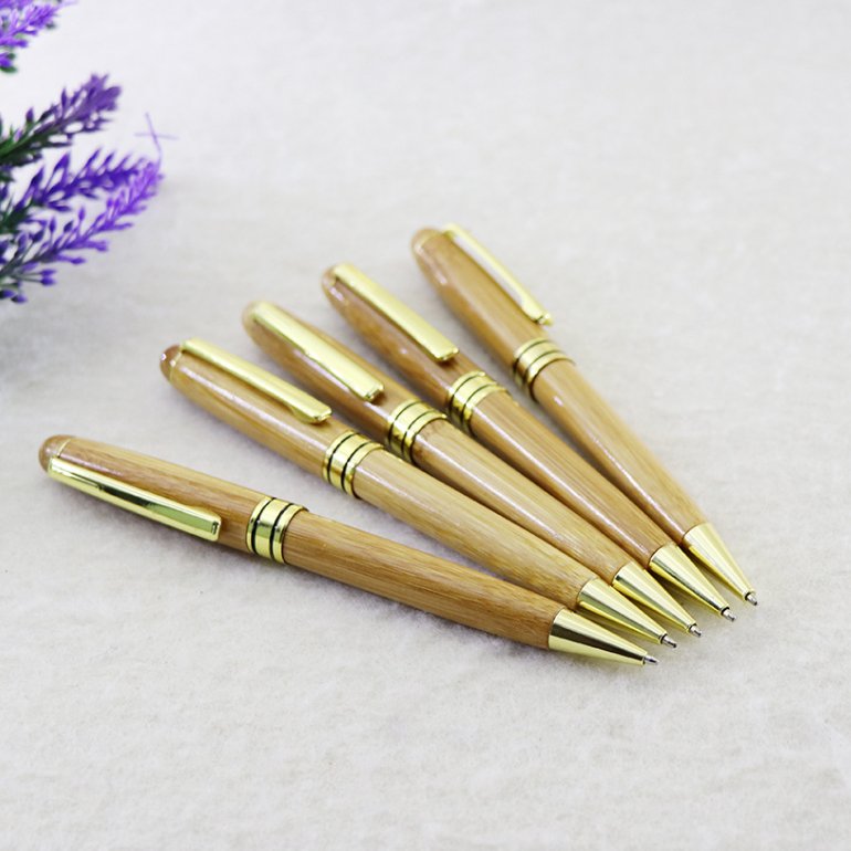 2025 ECO Customized Bamboo Pen Set Wholesale Bamboo Metal Wood Ballpoint Pen With Box