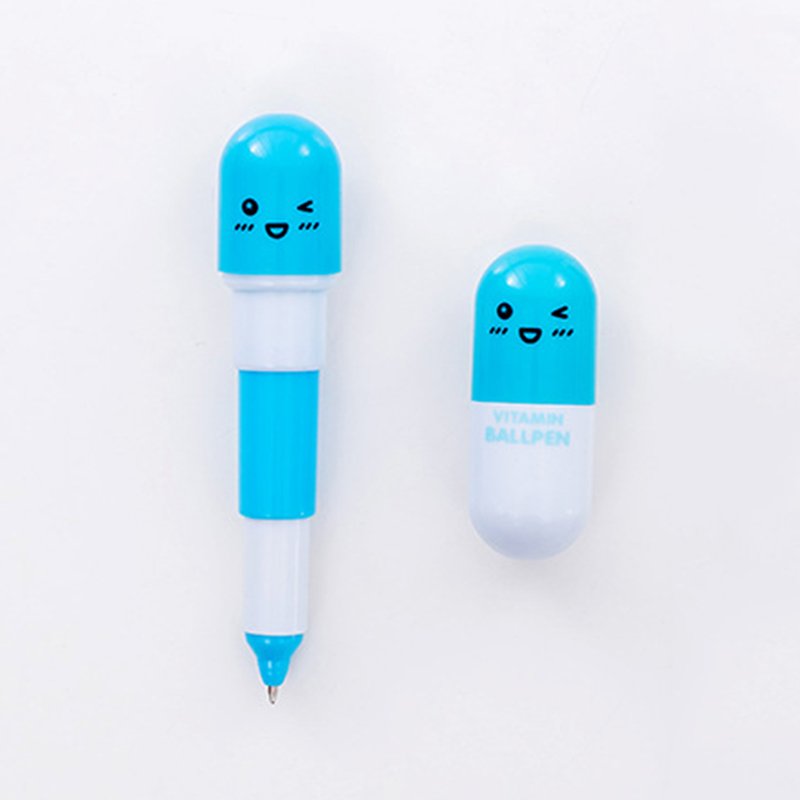 Cartoon Expression Pill Capsule Pen Stretch Ballpoint Pen Children And Students Ballpoint Pen Stationery