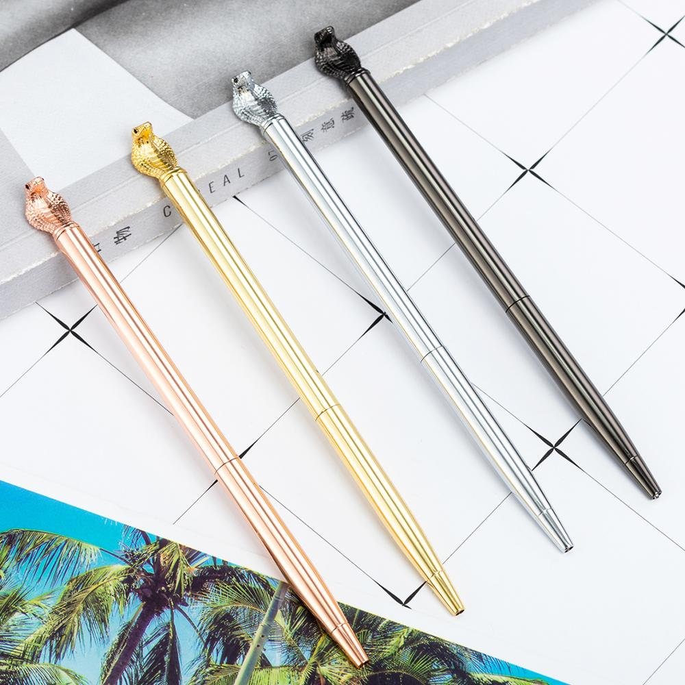 Custom Logo Promotional Top Snake Ballpoint Pen Yellow 1.0mm Writing Width Novelty Plastic Body with Cartoon Animal Pen Head