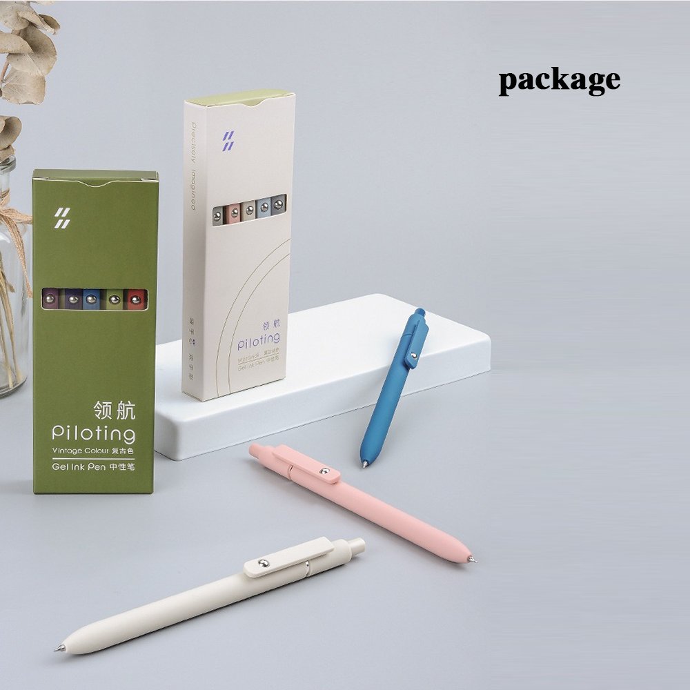 Hot Selling 5-Piece Set of 0.5mm Morandi Pen Black Ink Fine Point Smooth Writing 5-Color Plastic Gel Pens School Office Supplies