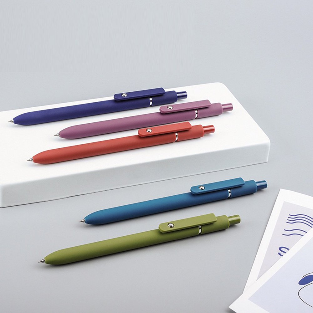Hot Selling 5-Piece Set of 0.5mm Morandi Pen Black Ink Fine Point Smooth Writing 5-Color Plastic Gel Pens School Office Supplies