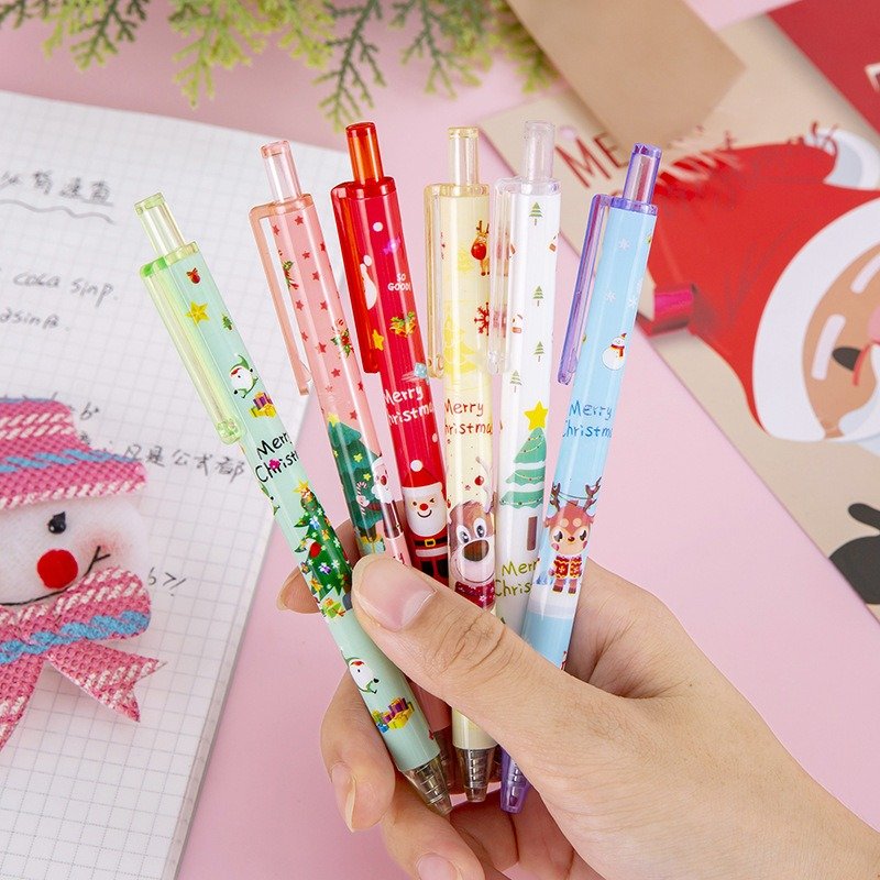 School Supplies christmas cute cartoon press gel pen student christmas gift stationery kawaii ballpoint pen wholesale