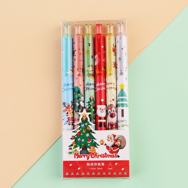 School Supplies christmas cute cartoon press gel pen student christmas gift stationery kawaii ballpoint pen wholesale