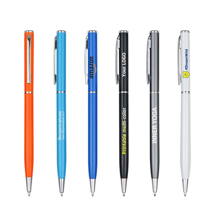 New hot sale custom logo luxury slim quality business metal ballpoint pen for office advertising giveaway