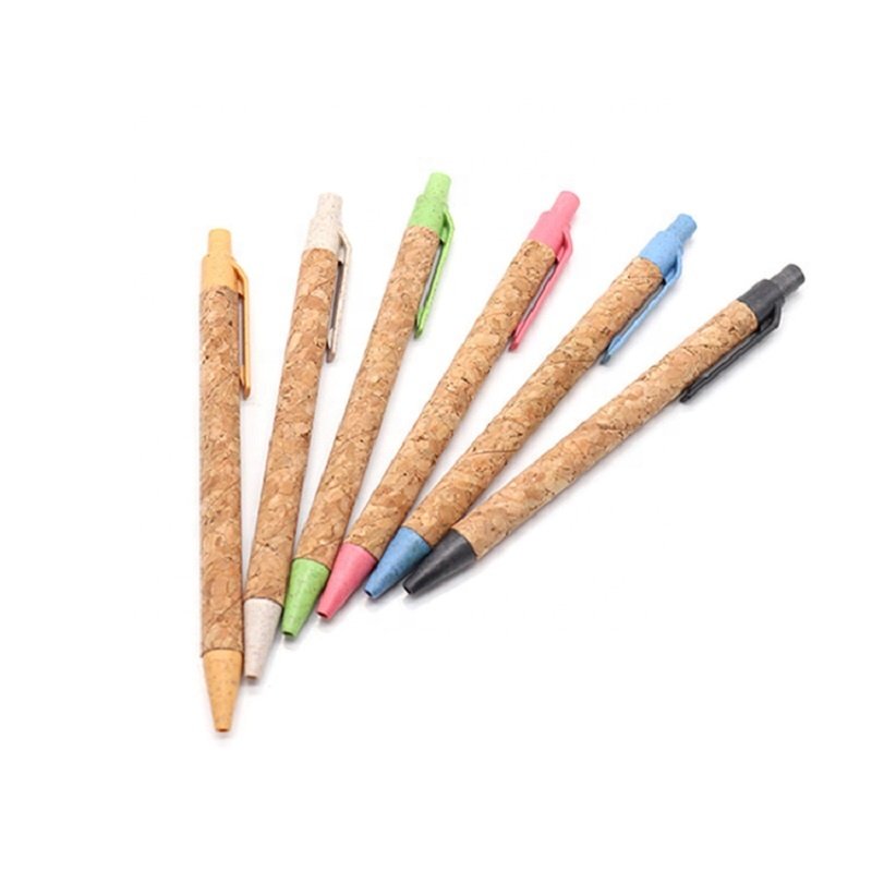 Wooden bamboo pen with custom logo biodegradable eco-friendly recycle rolling paper ball pen recycled wooden ballpoint pen