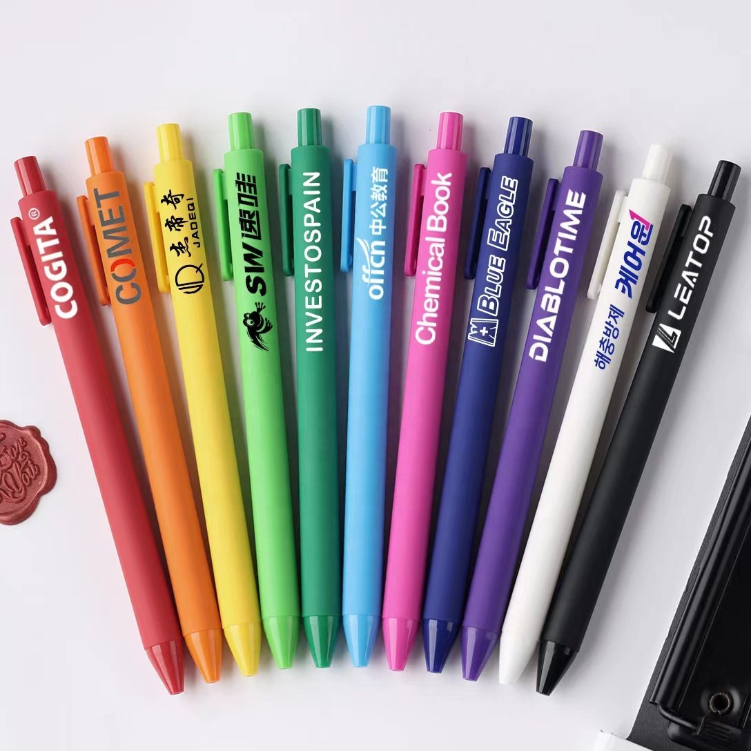 Hot Selling Wholesale Plastic Gel Pen Custom Logo Printed Pen Multiple Color Retractable Soft Rubber Click Plastic Pen