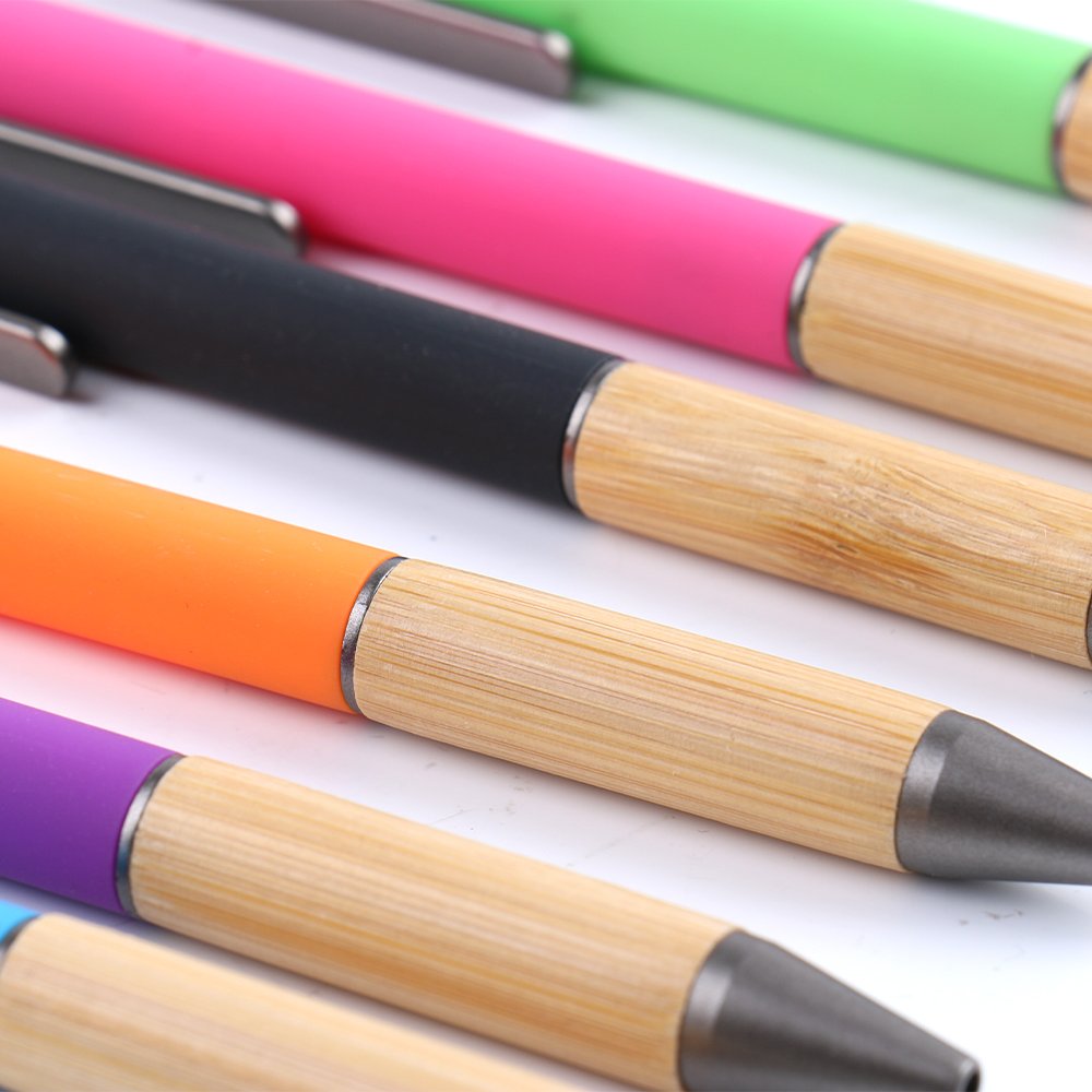 Factory custom low price bamboo sheath plastic ballpoint pen environmental protection bamboo office promotion gift pen